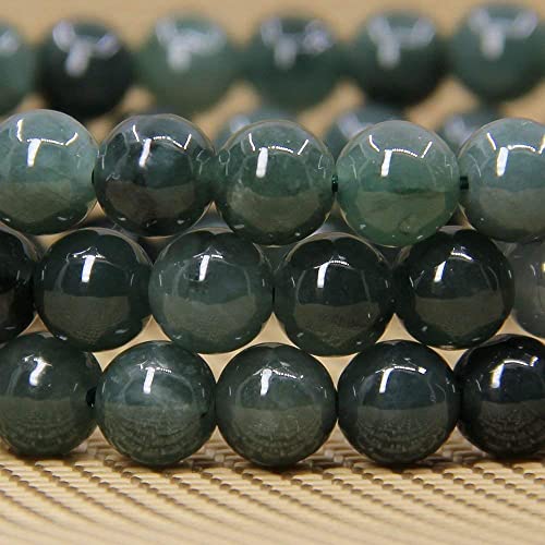 Angelstones Gemstones 8mm Round Beads Healing Crystal Bracelet for women | Natural Gemstone, Handmade Gifts for Women, Healing Crystal Round Beaded Stretch Bracelets, Unisex Jewelry for Women and Men - color: Dark Green Jade