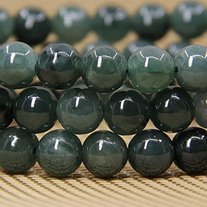 Angelstones Gemstones 8mm Round Beads Healing Crystal Bracelet for women | Natural Gemstone, Handmade Gifts for Women, Healing Crystal Round Beaded Stretch Bracelets, Unisex Jewelry for Women and Men - color: Dark Green Jade