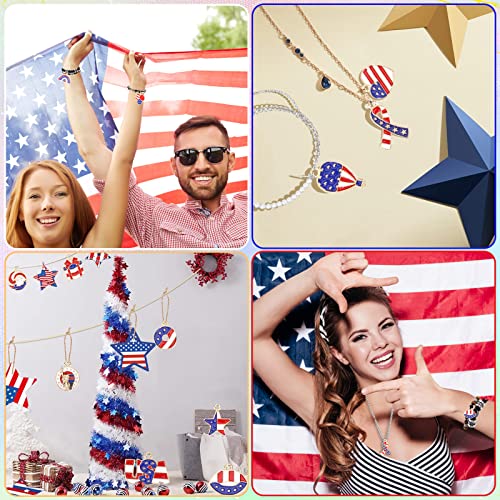 SANNIX 110Pcs Independence Day Charms, Patriotic Charms 4th of July | Red White Blue Charm, American Flag Charm, for Bracelets Necklaces Earrings Making - style: Patriotic Charms