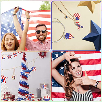 SANNIX 110Pcs Independence Day Charms, Patriotic Charms 4th of July | Red White Blue Charm, American Flag Charm, for Bracelets Necklaces Earrings Making - style: Patriotic Charms