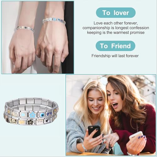 Italian Charms Bracelet Sets with 1Pcs Starter Brascelet 9Pcs Charms 9mm Italian Modular Charm Bracelet DIY Module Jewelry Gifts - color: A-Starter Bracelet Set-20Pcs Gold Red