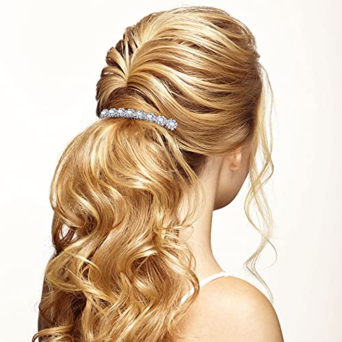 Geosar 4 Pieces Alloy Rhinestone Side Hair Combs Crystal Flower Clips Wedding Comb Bridal Jewelry Clips Combs French Hair Accessories for Women(Silver) - color: Silver