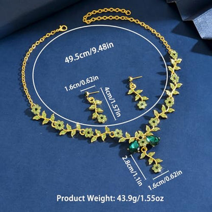 CSIYANJRY99 Silver Prom Jewelry Set Gold Wedding Jewelry Sets for Brides Necklace and Earring Bracelet Rhinestone Prom Party Costume Accessorie - color: Green