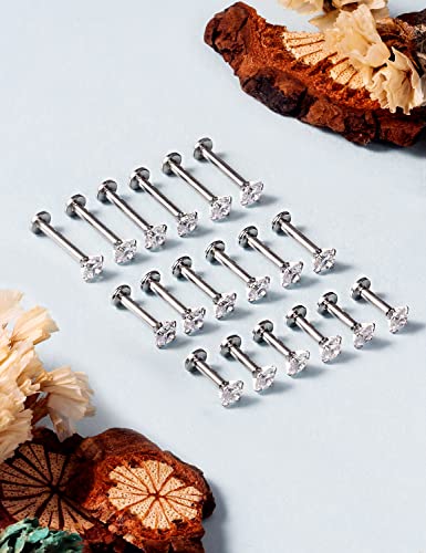 14G Lip Rings Stainless Steel Tragus Helix Conch Piercing Jewelry Snake Bite Piercing Monroe Lip Rings Labret Medusa Cartilage Lobe Earrings Studs Piercing Jewelry 6MM 8MM 10MM Silver 18PCS - color: 14G-4MM