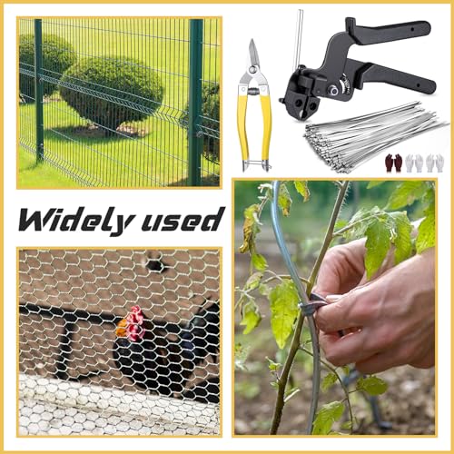 155 Pack Stainless Steel Cable Tie Gun Kit, 150 Pcs 11.8 Inch Metal Zip Ties, Adjustable Fastening and Cutting Tools for Fence, Chain Link Fence, Pipe, Industrial Use - size: 11.8 Inch
