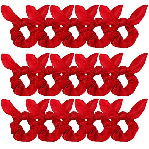 Ondder Hair Scrunchies Set - 15 Pcs Cute Bow Scrunchies, Elastic Hair Ties & Ponytail Holders for Women, Girls & Kids - Red - color: Red