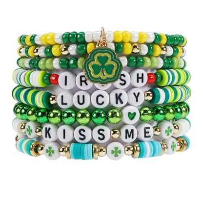 Twinfree Bohemia Beaded Bracelet for Women, Polymer Clay Stretch Bracelets - color: color 60