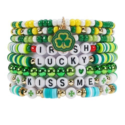 Twinfree Bohemia Beaded Bracelet for Women, Polymer Clay Stretch Bracelets - color: color 60