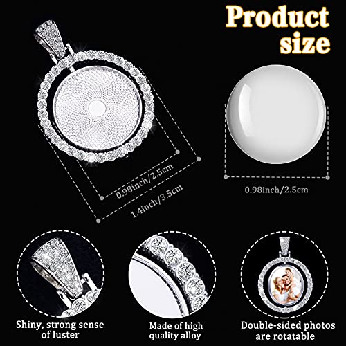 Ferraycle 27 Pieces Rhinestone Bezel Pendant Trays Set Including 9 Pieces Double-Sided Sublimation Blank 1 Inch Bezel Round Pendant Trays Charms with 18 Transparent Glass(Silver) - color: Silver