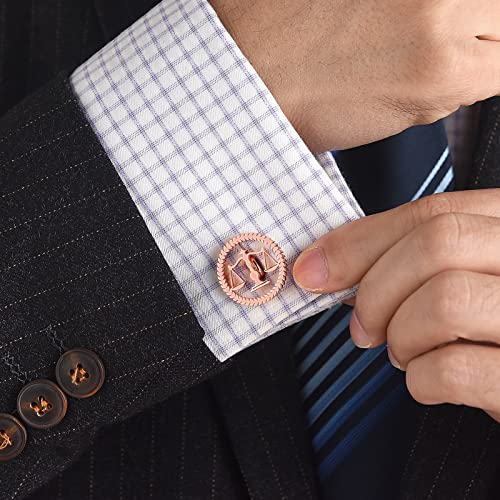 TINGKU Attorney Lawyer Cufflinks and Tie Clip for Men Gifts Scales of Justice Cuff links Tie Clasp Father in Law Enforcement Suit Shirt Jewelry - style: Cufflinks RoseGold