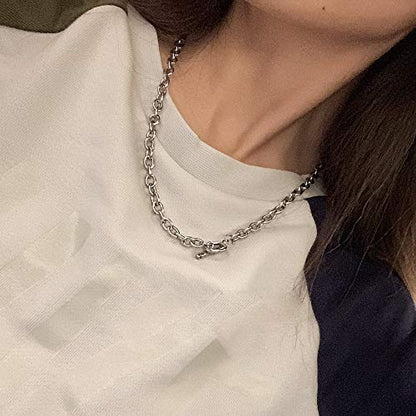 Dainty Unique Punk Layering Chain Choker Necklace Boho Jewelry Set Layered Pendant Statement Chunky Chain Necklace for Women Man