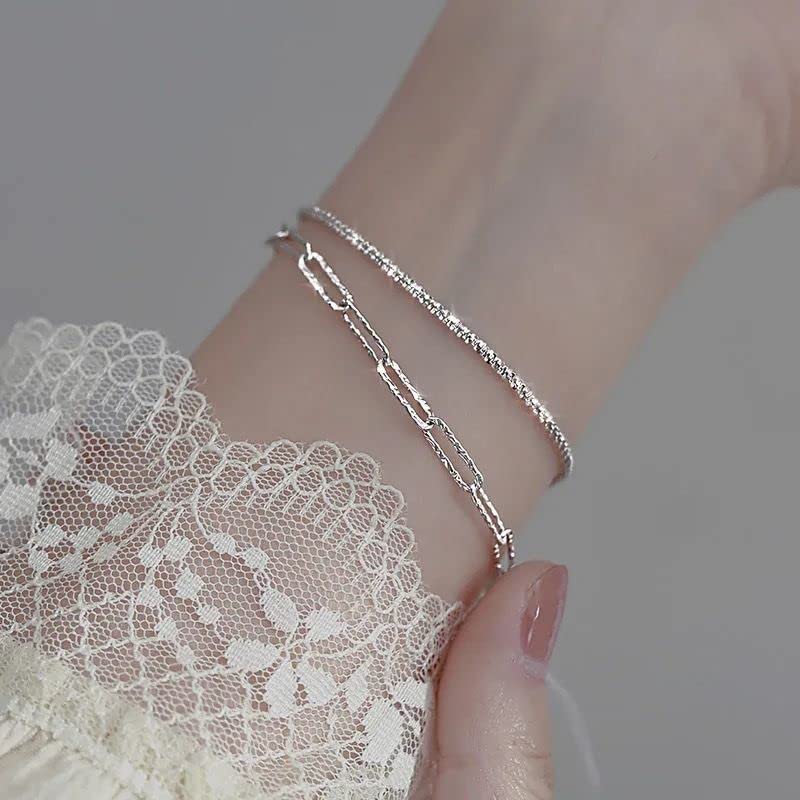 925 Sterling Silver Dainty Bracelets for Women Adjustable Chain Link Chain Jewelry Bracelet for Women Men - color: white 1