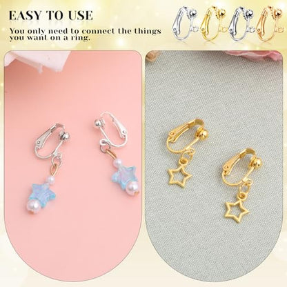 32 Pieces Earring Converters Pierced to Clip, Non-Pierced Earring Clips with Silicone Earrings Pads for None Pierced Ear