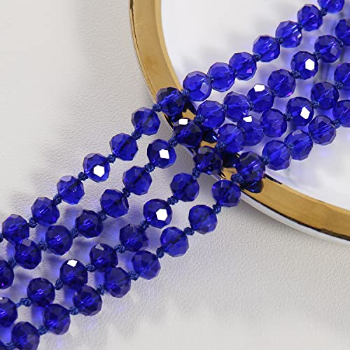 Firstmeet Fashion Beads Rope Knot Long Beaded Necklace Versatile 60" Strand Costume Jewelry for Women - color: Dazzling Blue