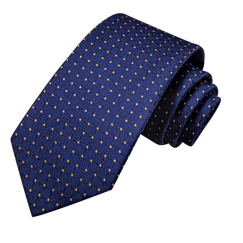 Hi-Tie Men 63inches Tie Set Extra Long Necktie Paisley Tie Pocket Suqare Cufflinks Big and Tall Men Tie - color: Blue Yellow