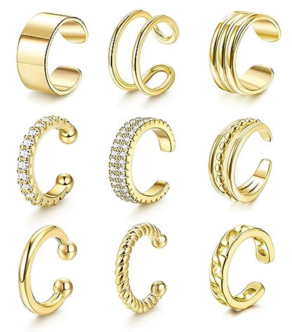 LOLIAS 𝐄𝐚𝐫 𝐂𝐮𝐟𝐟 𝐄𝐚𝐫𝐫𝐢𝐧𝐠𝐬 for Women Non Piercing Gold Plated Ear Cuffs 𝟏𝟒𝐊 𝐆𝐨𝐥𝐝 𝐏𝐥𝐚𝐭𝐞𝐝 Ear Cuff for Non Pierced Ears Clip on Cartilage Earring 𝐅𝐚𝐤𝐞 𝐄𝐚𝐫𝐫𝐢𝐧𝐠𝐬 Lightweight - style: 14K Gold Plated