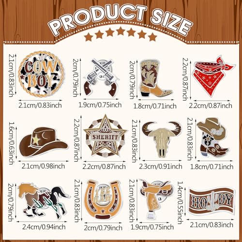 Landical 60 Pcs Western Lapel Enamel Pins Bulk Silly Goose Derby Horse Camping Coastal Cowgirl Cowboy Hat Pins for Clothing Bag Truck Hat Decor Jewelry Party Favors Gift - style: Cowboy