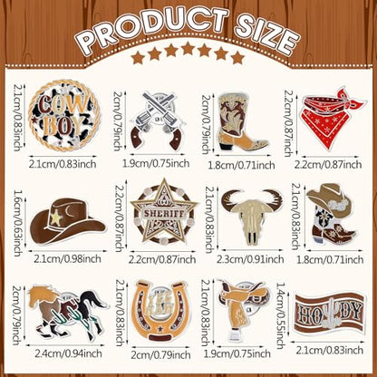 Landical 60 Pcs Western Lapel Enamel Pins Bulk Silly Goose Derby Horse Camping Coastal Cowgirl Cowboy Hat Pins for Clothing Bag Truck Hat Decor Jewelry Party Favors Gift - style: Cowboy