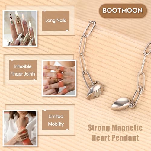 Magnetic Heart Necklaces for Women : 14K Gold Plated 316L Surgical Stainless Steel Heart Necklace Dainty Adjustable Paperclip Chain Pendant Necklace Jewelry Gifts Trendy Non Tarnish - color: Silver