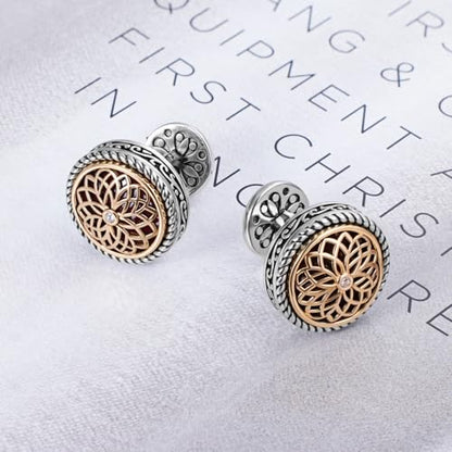 Cuff Links Mens, Cufflinks for Men, Men's Cuff Links for Wedding, Business, Father's Day, Gift for Men, 18K Gold Plated with Luxury Wooden Gift Box - style: Gold with Diamond