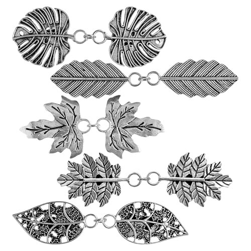 Vintage Shirt Clip - Dress Cinch, Cape Sweater Cardigan Shawl, Cloak Clips for Women - 4Pc - color: 5Pcs Silver Foliage