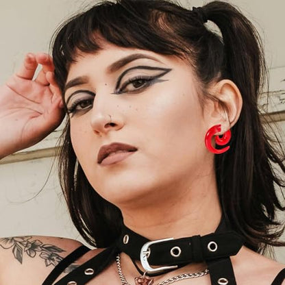 54/102Pcs Ear Stretching Kit 14G-00G Acrylic Ear Gauge Stretching Kit with Heart Plugs Gauge Tapers Ear Tunnels Horseshoes Taper Spiral Tapers Gauges Ear Expanders for Men Women - color: Red