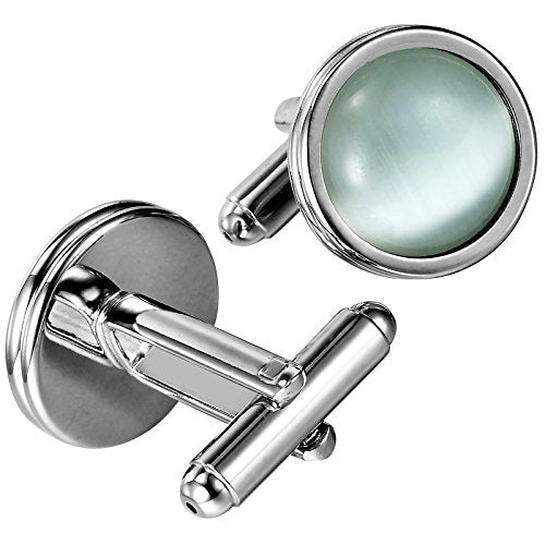 Urban Jewelry Mens Stainless Steel Nautical Knot Cufflinks Sharp Formal | Nautical Cufflinks Stainless Steel Rust Resistant Finish Polished Cufflink Finish Modern Cufflink Design Style - color: Round Blue Created-Opal