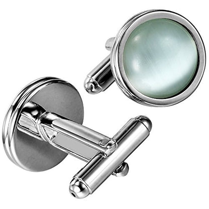 Urban Jewelry Mens Stainless Steel Nautical Knot Cufflinks Sharp Formal | Nautical Cufflinks Stainless Steel Rust Resistant Finish Polished Cufflink Finish Modern Cufflink Design Style - color: Round Blue Created-Opal