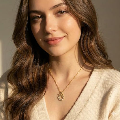 18K Gold Plated Pendant Necklaces - Dainty Minimalist, Waterproof, Non-Tarnish Fashion Jewelry for Women - style: Bowknot Pearl Ribbon