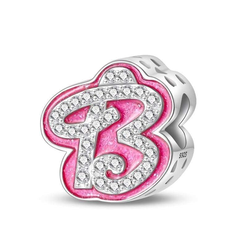 925 Sterling Silver Letter Charms Fits Pandora Bracelets Alphabet AZ Bead Charm for Bracelets Necklace with 5A Cubic Zirconia for Women Birthday Ceremony DIY Jewelry Gift - style: B