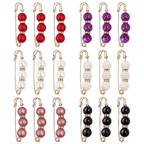 18PCS Pearl Brooch Pins, Decorative Faux Pearls Brooch Safety Pins for Women Clothing Dresses Jeans, Sweater Shawl Clips Pearl Brooches