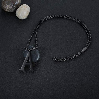 Initial 26 Letter A to Z Pendant Necklace for Teen Women Men 24" Chain | Large Alphabet Letter Personalized Charm Pendant,Engraving Red 'I CAN DO ...' on Back - style: A+