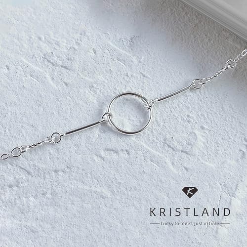 S925 Silver Women's Bar Necklace/Double Circle Layered Y Necklace Chain Adjustable Long/Tiny Pendant Chain Choker for Lady Gift - style: Circle A