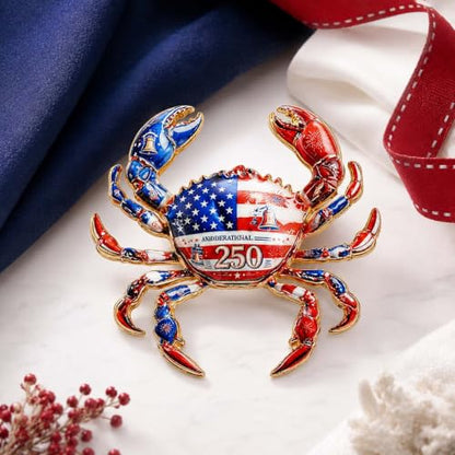 Butterfly American Flag Brooch Pin for Women Sparkly Crystal Red Blue Butterflys Brooches Pins Colorful Enamel Butterfly Statement Pin Patriotic Jewelry Accessorie Gifts - color: RedCrab