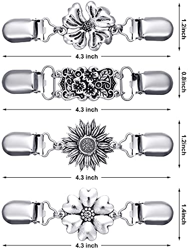 Jetec 4 Pieces Vintage Sweater Shawl Clips Retro Cardigan Collar Dress Shirt Brooch Clips for Women Wearing, 4 Styles - style: Exquisite Style