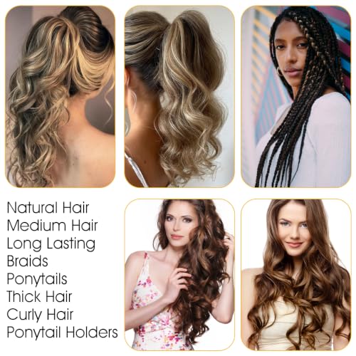 8 Pcs Adjustable Elastic Satin Hair Scrunchies Adjust Black Ties Accessories Non-Slip Polyester Bands Hair Holder Pack for Women Girls Afro Puff Thick Dreadlock Locs Updos Ponytail