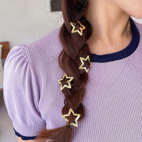 Star Hair Clips 2000s Y2K Gold Silver Star Hair Accessories Snap Hair Barrettes Non Slip Metal Hair Clips for Girls Women -30 PCS 1.18" - color: 30 P -1.18"-gold,silver
