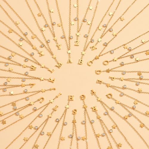 Initial Anklet for Women, 18K Gold Plated Waterproof Ankle Bracelet, Star CZ Letter A-Z Personalized Beach Foot Jewelry - color: T