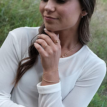 Sterling Silver Delicate Dainty Ring for Stacking Three-Stone Marquise Ring - color: 18K Yellow Gold Plating - Yellow