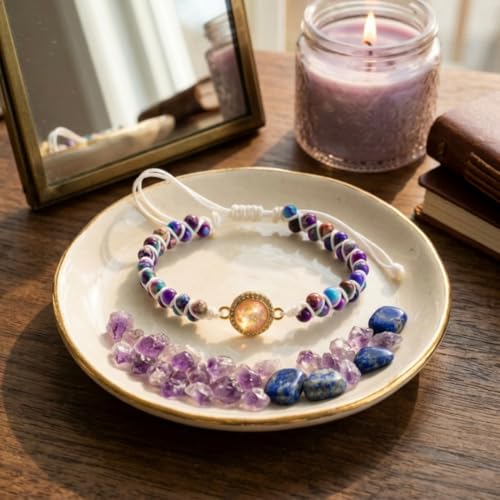 YGLINE Stone Bead Yoga Meditation Bracelet Healing Crystal Double Layer Natural Gemstone Beaded Relax Anxiety Bracelets for Women Men - color: Artificial opal