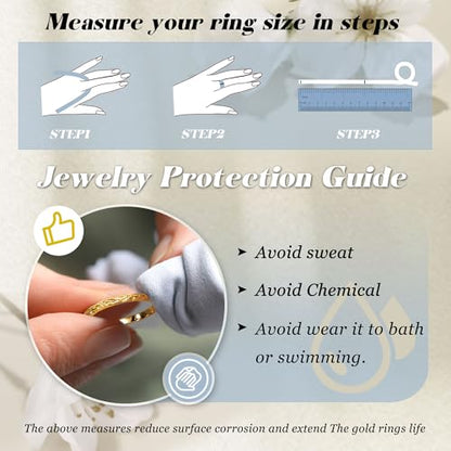 Stackable Chunky Gold Rings for Women Non Tarnish Dainty Silver Thumb Rings | 14K Gold Plated Stacking Rings Set,Trendy Gold Wedding Band Ring,Size 5-11 - color: 14K Gold Plated