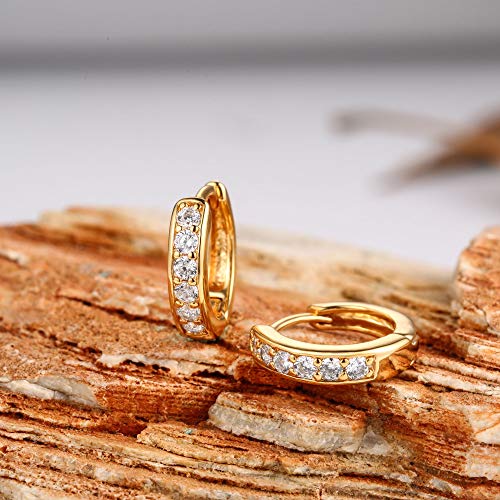 Barzel 18K Gold Plated Cubic Zirconia Huggie Cuff Earrings For Women - color: Gold Round
