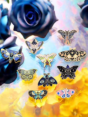 Janinka 10 Pcs Butterfly Enamel Pins Set Cute Spring Badge Back to School Lapel Brooches for Women Backpack Jewelry Gift - style: Retro