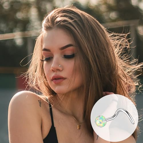 ONESING 9-40 Pcs Nose Rings - Hoops, Studs & L Shape - Hypoallergenic Stainless Steel Nose Piercings for Women & Men - color: Silver-14 Pcs