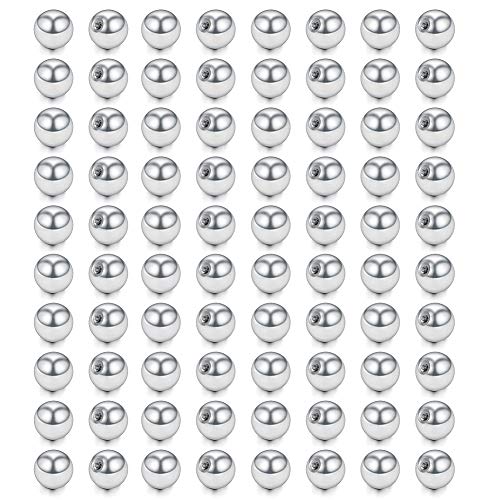 60-80PCS 316L Surgical Steel Replacement Balls Body Jewelry Piercing Barbell Parts 16G 14G Women Men - color: 80pcs 16G 3mm -- Silver