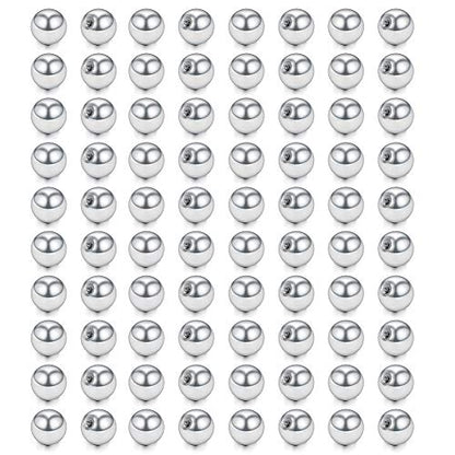 60-80PCS 316L Surgical Steel Replacement Balls Body Jewelry Piercing Barbell Parts 16G 14G Women Men - color: 80pcs 16G 3mm -- Silver