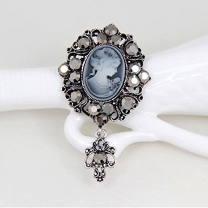 JJTZX Victorian Black Velvet Lace Choker Gothic Lady Cameo Necklace Gift for Her - style: Cameo brooch 1