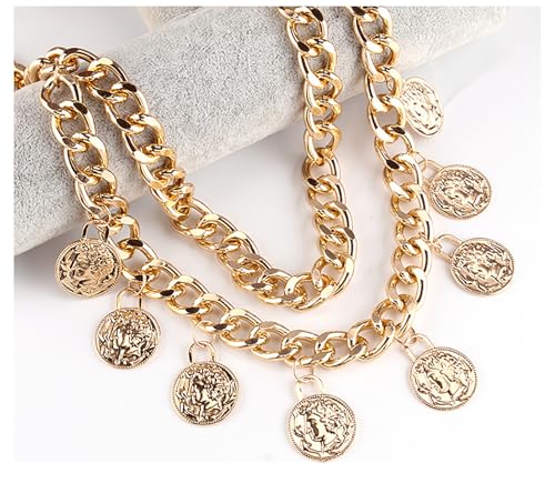 Pirate Waist Chain for Women Multilayer Metal Waist Chain Belt Adjustable Long Belt Body Belly Chain Boho Layered Coin Waist Chain Pirate Costume Women Men Jewellery - style: Style-C