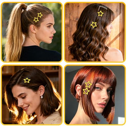 64 Pcs Metal Snap Hair Clips for Women,Small Snap Barrettes for Women Girls Thick Fine Hair (Yellow) - color: Yellow