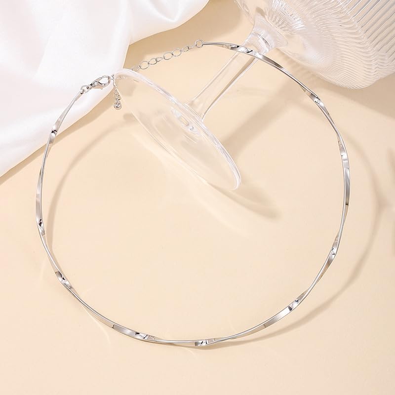 Choker Collar for Women 14K Gold Plated Silver Stainless Steel Metal Collar Choker Necklaces Statement Necklace for Women - color: B